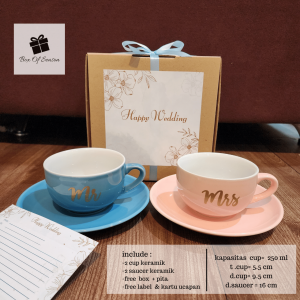 souvenir cup saucer set keramik kado pernikahan