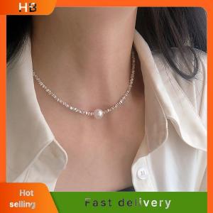 HB Fashion Clavicle Chain Broken Silver Irregular Pearl Necklace Bracelet for Women Wedding Party Birthday Vintage Jewelry Gifts