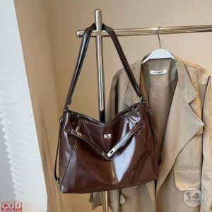 Tas Selempang Wanita Elegan Kulit Glossy - Shoulder Bag Besar Muat Banyak Warna Netral Stylish