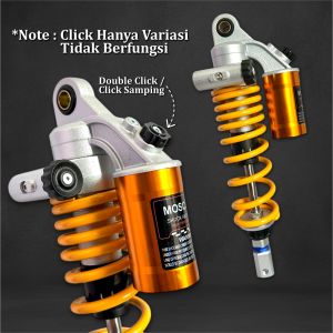 SHOCK BELAKANG MATIC MODEL TABUNG ATAS DOUBLE CLICK 330MM PER KUNING SHOCKBREKAER SHOCK ABSORDER KLIK VARIASI SHOCK BELAKANG ORIGINAL MOSCOW SINGLE SHOCK MOTOR MIO SOUL MIO J MIO M3 MIO SPORTY FINO GENIO XRIDE SPACY SPIN BEAT FI ESP POP KARBU VARIO JZQ-46