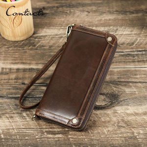 Contacts Ví cầm tay da thật Ví cho Nam Ví đựng thẻ Túi điện thoại ví đựng tiền Túi xách nam túi ví nam dài ví