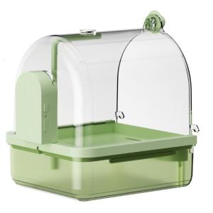 Clear Hanging Bird Bath Automatic Water Circulations Bath Shower Bathtubs Box for Bird Supply