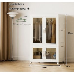 (LIFE.SG)Double-door wardrobe Foldable wardrobe Baby wardrobe Transparent wardrobe cabinet storage/snack storage cabinet