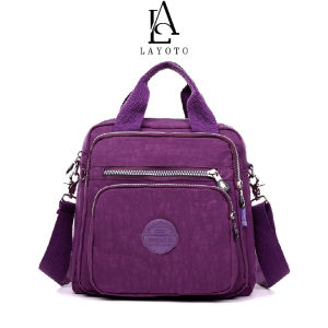 LAYOTO Tas Wanita Bahan Nylon Anti Air - Tas Selempang / Crossbody / Ransel Multi Fungsi (Tas Tangan & Tas Punggung Tahan Hujan Cocok untuk Travel)