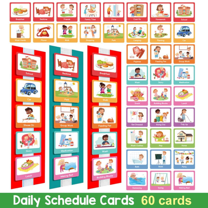 Task Visual Card Timetable Children's Visual Schedule Cards Daily Schedule Planning 60 Cards ...