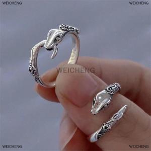 [COD] WEICHENG Vintage Handmade Snake Rings Women Fashion Simple Rose Flower Snake Finger Open Ring For Party Birthday Jewelry Gift
