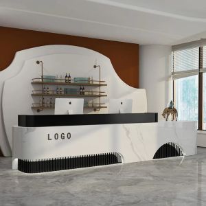 xpkQ Modern Minimalist Reception Counter Custom Design for Beauty Salon Light Luxury Painted Bar Cabinet Company Front Desk FYRD T4N8K