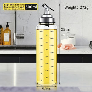 500ml Heat Resistant Glass Oil Dispenser With Scale Leak Proof Oil Bottle For Kitchen Cooking