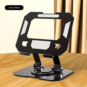 Heavy Duty Metal Phone Stand 360° - Foldable Multi-Angle Holder for iPhone/Samsung/Tablet/Laptop Bed/Desk Use Anti-Slip Base
