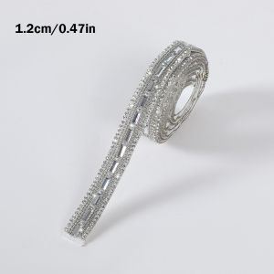 NALANILI Glitter Self Adhesive Rhinestone Strips Sewing Accessories DIY Rhinestone Ribbon Tape Gift Decoration Resin Diamond Crystal Rhinestone Roll Clothing Garment Shoes Bag Decoration