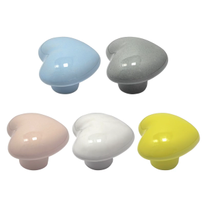Professional Whimsical Heart Ceramic Handles Kid safe Round Edges Multiple Color Available for Cabinets & Drawers