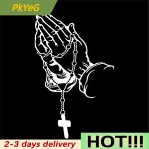 PkYeG Car Praying Hands With Rosary Sticker Decals Religious  Vinyl Decal Waterproof Decal Auto Decoration