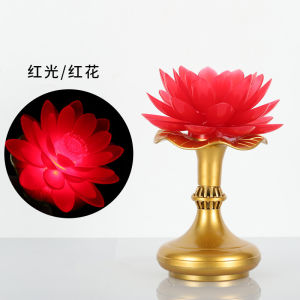 SXH LED Colorful Lotus Lamp for Home Use Plug-in Buddha Lotus Lamp Battery-operated Eternal Light Guanyin Lamp Ornament