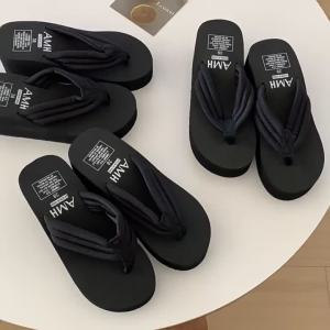 [Free Shipping] 2026 New 6Cm Wedge Flip-Flops For Women Versatile Summer Outdoor Wear Height-Increasing Thick-Soled Non-Slip Wear-Resistant Sandals