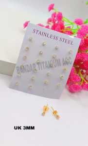 ANTING TITANIUM TUSUK PERMATA 1 LUSIN ANTI LUNTUR & ANTI KARAT (COD)