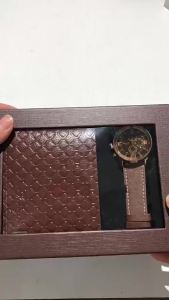 Annual Gift Set for Men Quartz Watch with Leather Wallet Belt Fathers Day Teachers Day Christmas Valentine Present