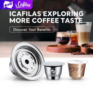 I Cafilas ตัวกรองแคปซูล YN01ตัวแปลงกาแฟนำกลับมาใช้ได้พอดอะแดปเตอร์สำหรับเครื่องเนสเปรสโซเวอร์ทูโอลีน DELONGHI Vertuo POP Next Vertuo POP