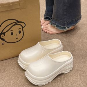 [Free Shipping] Korean-Style Sporty Casual Non-Slip Outdoor Thick-Soled Height-Increasing Closed-Toe Slippers For Women New Summer Solid-Color Versatile Sandals