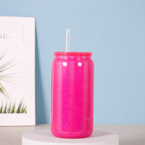 <1118> Sublimasi Haba 12oz Kaca Frosted Cawan Kaca Pemindahan Haba Cawan Mason Cawan Bersalut Penutup Buluh Botol Kola Cawan Kaca