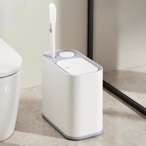 FFBH Bathroom Dustbin Integrated Bucket Brush Portable Waste Bins Cleaning Brush Head Household Cleaning Accessories Q8H3K