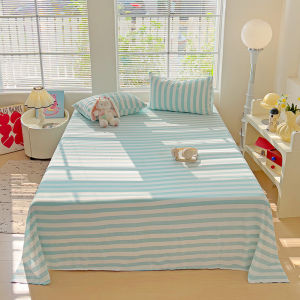 Dansunreve Stripe Flat Sheet Single/Double/Queen/King/Super King Size Bed Sheet High Quality Washed Cotton Bedsheet Bed Linen