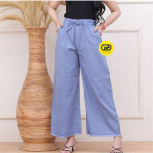 CELANA KULOT WANITA JEANS RAWIS BAWAH TERBARU - KULOT RAWIS BAWAH PINGGANG KARET