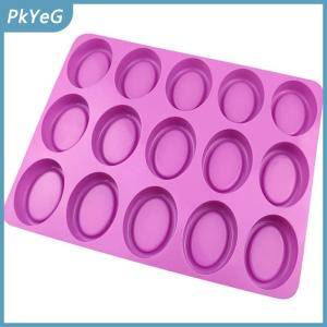 PkYeG 15 Khoang Silicone Khuôn Xà Phòng Hình Dạng Hình Bầu Dục Tự Làm Xà Phòng Nguồn Cung Cấp Handmade Sô Cô La Bánh Khuôn Xà Phòng Làm Công Cụ Quà Tặng Sinh Nhật