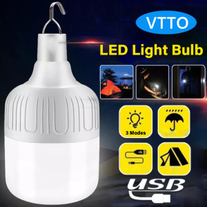 VTTO Portable LED Light Bulb USB Rechargeable Emergency Lamp Waterproof Night Market Light Dimming Camping Light for Home