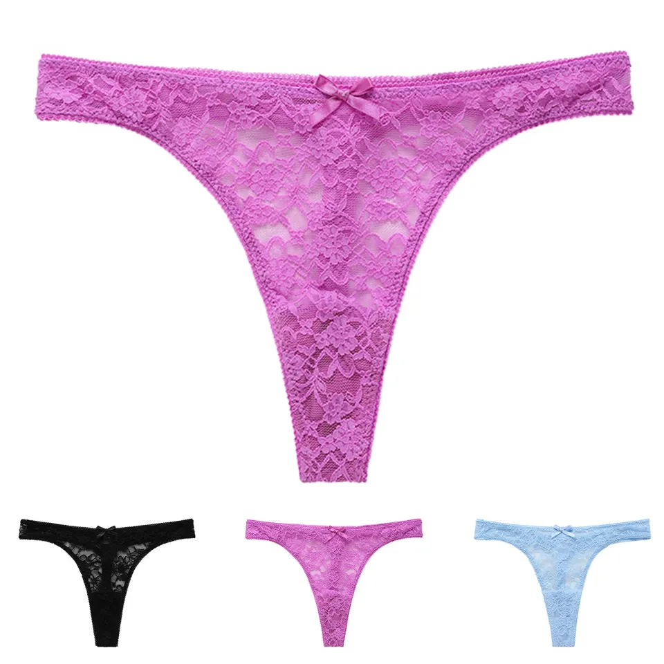 PMUYBHF Women Seamless Underwear Bikini And Interesting Women'S Thong Girls  Underwear Fashion Solid Color T Pants Ladies Lace Stitching Unde 6.99 