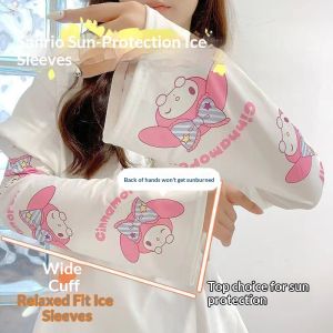SERENEGLOW Cute Cartoon Print Ice Sleeve Sun Protection Arm Covers for Women Summer Fashion Anti-UV Cooling Gloves