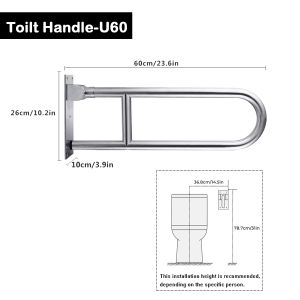 HEYMAN Safety Toilet Rail Stainless Steel Safety Toilet Handicaped Handbar Handle SUS304 Anti Fall Handicap Grab Bar Safety Handles Toilet Handrail with Stand