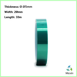 Mexin ฟิล์ม PET ทนความร้อนสีเขียว เทปฉนวนทนความร้อน หนา 0.05mm ความยาว 33m Green Pet Film Tape