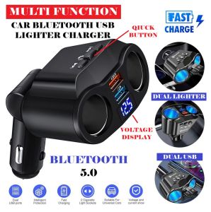 Car Charger Adapter Phone Fast Charging Fm Modulator Fm Transmitter Mp3 Bluetooth Module Fm Bluetooth Radio Dual USB Cigarette Lighter Socket Splitter Voltage Display