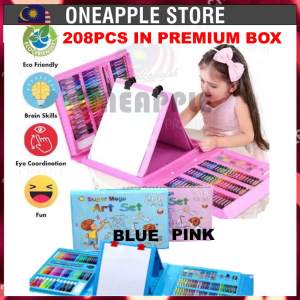 208pcs Kids Drawing Art Set Painting Pen Colour Pencils with Case toys for girls