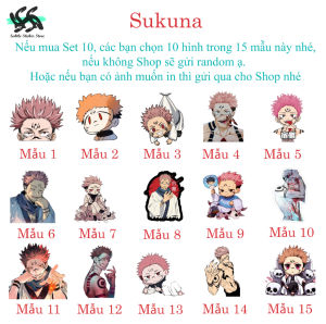 Jujutsu Kaisen - Set 10/15 Sticker Ryomen Sukuna/Sukuna anime Jujutsu Kaisen - Chú thuật hồi chiến hình dán trang trí chống nước chống xước