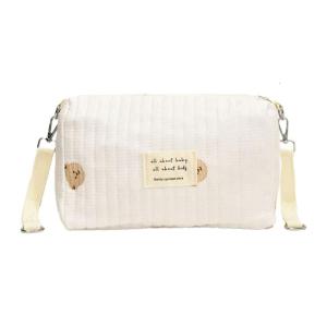 Handbag Pram Pushchair Hanging Bag Embroidery Pattern Mom Bag for Women Large Capacity Travel Soft Diaper Storage Bag