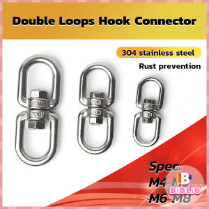 BIBLIO M4 M5 M6 M8 Stainless Steel Swivel Double Loops Hook Connector Two Ended Ring Link
