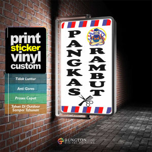 PRINT CETAK STICKER PLANG PANGKAS RAMBUT CUSTOM DESAIN REQUEST
