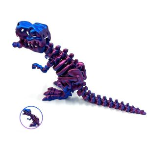 SKJK Big Mouth 3D Printed Crystal Dinosaur Rotatable Crystal 3D Articulated Dinosaur Toys Realistic Ornament Flexible 3D Printed Tyrannosaurus Rex Kid Gift