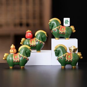 PANDORPOU Resin Horse Figurine Tea Table Decoration Chinese Style Ornament Gift Car Decor Zodiac Horse Ornaments Office