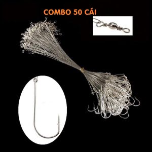 Combo 100 Dây Cáp Câu Cá Chim Cá Chẽm Cá Trê Cá biển Kèm Lưỡi Câu Đôi Chống Đứt Dây – Dây Thép Siêu chắc chắn Chống Mài Mòn Chống Đứt Phù Hợp Mọi Loại Cá