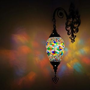 Turkish Wall Lamp Mosaic Glass Wall Light for Bedroom Living Room Dining Room Mediterranean Pendant Wall Lights