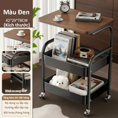 Kệ để đồ 3 tầng kệ để bên sofaCó Bánh Xe Xoay 360 Độ sử dụng cho phòng khách và phòng ngủ