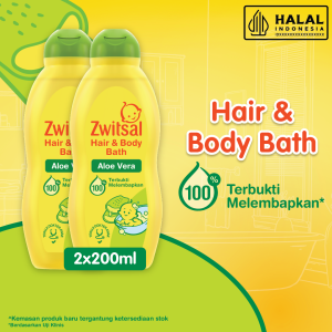 [Paket isi 2] Zwitsal Baby Bath Hair And Body Aloe Vera 200ml
