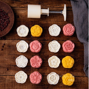 8pcs Flower Tart Pastries Mooncake Mold Set Traditional Floral Pattern DIY Baking Tool