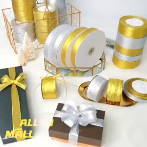 25 Yards 2cm Gold And Onion Ribbon Packaging Ribbon For Gift Packaging Holiday Decor Wedding Birthday Party Decoration DIY Crafts