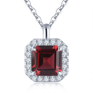 Lohaspie Đồ Trang Sức Bất 4 Carats 925 Mặt dây chuyền bằng bạc Ban Đầu Tự Nhiên Bầu Trời đá topaz xanh dương mặt dây chuyền ngọc hồng lựu đá màu đỏ Mặt Dây Chuyền Món Quà Cưới Topaz Cho thời trang Nữ Mặt Dây chuyền nữ Đồ Trang Sức