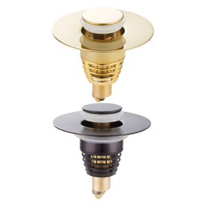 Bathroom Sink Plug and Drain Strainer Brass Bounce Cores Push Type Stoppers Suitable for 25mm to 46mm Chromes Finish