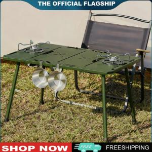 [CHAMAIR STORE] 4-Fold Aluminum Alloy Rectangular Folding Table W/ Carry Bag Portable Folding Picnic Table for Garden Outdoor BBQ Cooking