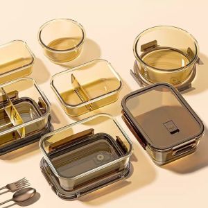 SWIFTTIDE ปิดผนึก กล่องอาหารแก้ว ไมโครเวฟ ทนความร้อน กล่องเบนโตะ ใหม่ คริสเปอร์ กล่องสลัดผลไม้ สำนักงาน